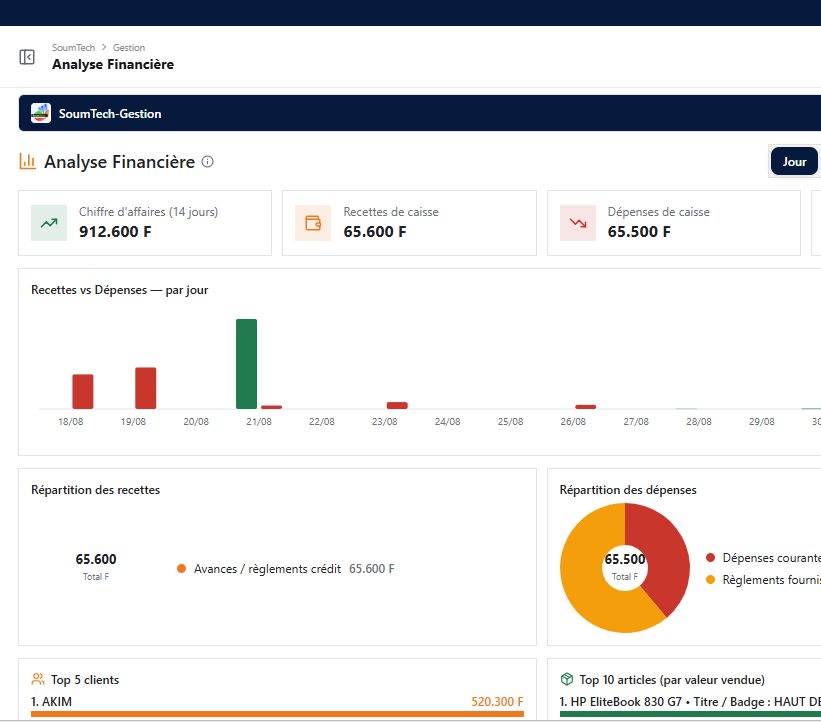 Tableau de bord d'analyse financière SoumTech-Gestion